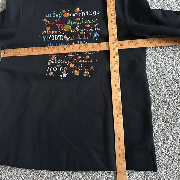 Quacker Factory Womens Sz Medium Black Fall Graphic Long Sleeve Shirt - Picture 8 of 9